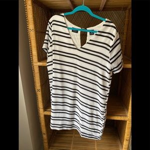 Black and white stripe shift dress